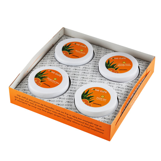 Orange Facial Kit for Glowing Skin | Detin, Anti-Blemish, & Reduce Fine Lines & Dark Circles | Facial gel, Walnut scrub, Orange facial massage cream, Orange face pack for Women & Men